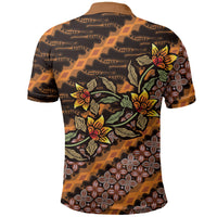 Indonesian Batik Motifs Pattern Floral Art Orange Polo Shirt