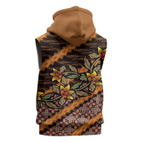 Indonesian Batik Motifs Pattern Floral Art Orange Sleeveless Hoodie