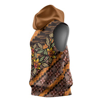Indonesian Batik Motifs Pattern Floral Art Orange Sleeveless Hoodie