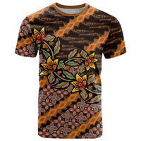Indonesian Batik Motifs Pattern Floral Art Orange T Shirt