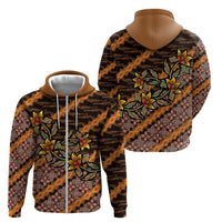 Indonesian Batik Motifs Pattern Floral Art Orange Zip Hoodie