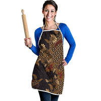 Indonesian Parang Batik Apron Brown Gold Floral Pattern