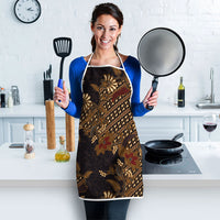 Indonesian Parang Batik Apron Brown Gold Floral Pattern