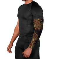 Indonesian Parang Batik Arm Sleeves Brown Gold Floral Pattern
