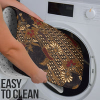 Indonesian Parang Batik Bathroom Set Brown Gold Floral Pattern