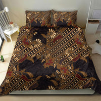 Indonesian Parang Batik Bedding Set Brown Gold Floral Pattern