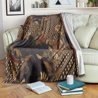Indonesian Parang Batik Blanket Brown Gold Floral Pattern