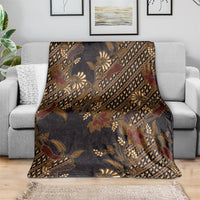 Indonesian Parang Batik Blanket Brown Gold Floral Pattern