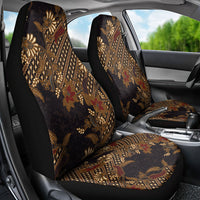 Indonesian Parang Batik Car Seat Cover Brown Gold Floral Pattern