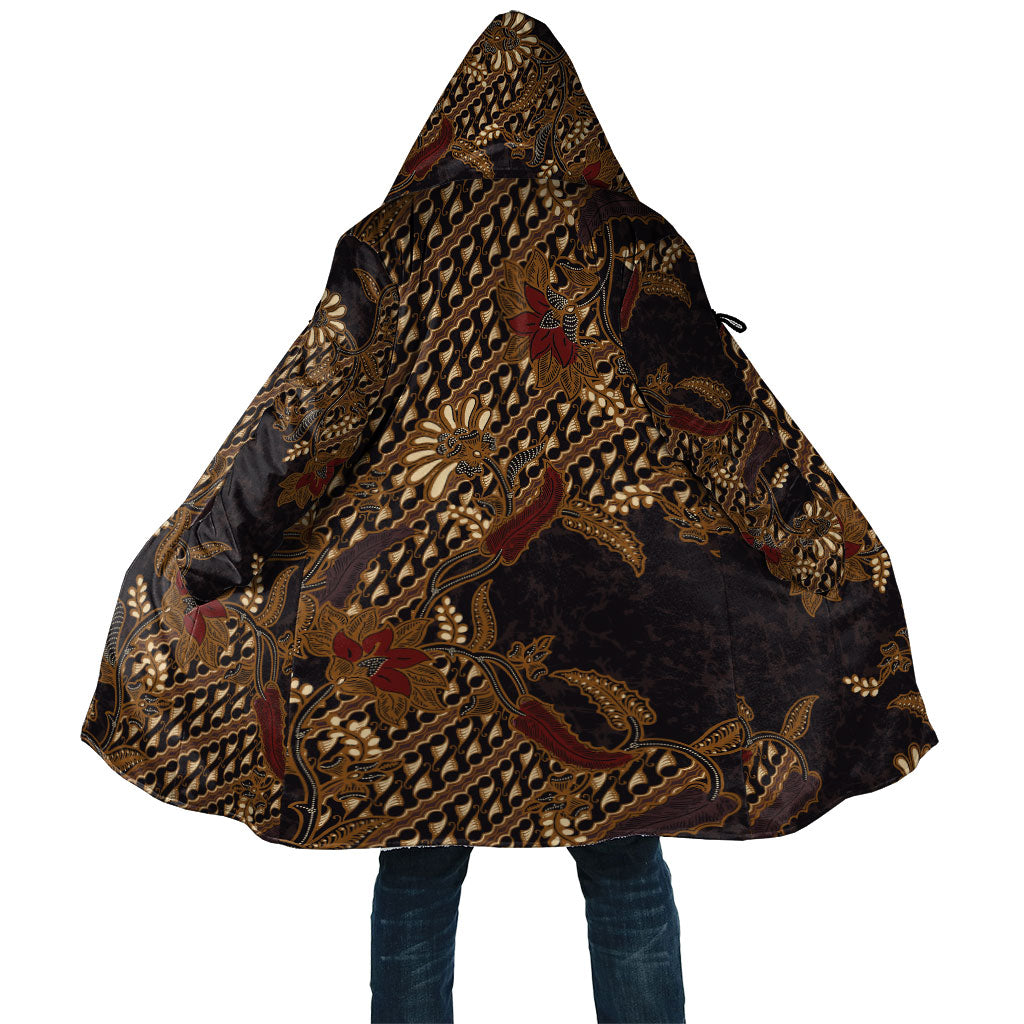 Indonesian Parang Batik Cloak Brown Gold Floral Pattern