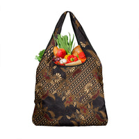 Indonesian Parang Batik Grocery Bag Brown Gold Floral Pattern