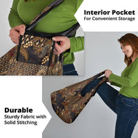 Indonesian Parang Batik Grocery Bag Brown Gold Floral Pattern