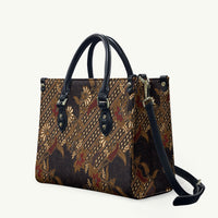 Indonesian Parang Batik Leather Bag Brown Gold Floral Pattern