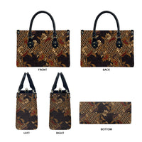 Indonesian Parang Batik Leather Bag Brown Gold Floral Pattern