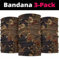 Indonesian Parang Batik Neck Gaiter Brown Gold Floral Pattern