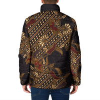 Indonesian Parang Batik Padded Jacket Brown Gold Floral Pattern