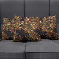 Indonesian Parang Batik Pillow Cover Brown Gold Floral Pattern
