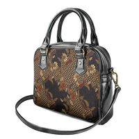 Indonesian Parang Batik Shoulder Handbag Brown Gold Floral Pattern