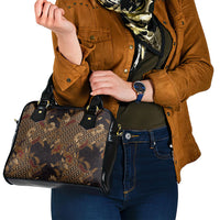 Indonesian Parang Batik Shoulder Handbag Brown Gold Floral Pattern