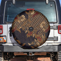 Indonesian Parang Batik Spare Tire Cover Brown Gold Floral Pattern