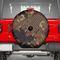 Indonesian Parang Batik Spare Tire Cover Brown Gold Floral Pattern