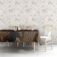 Indonesian Parang Batik Tablecloth Brown Gold Floral Pattern