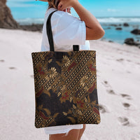 Indonesian Parang Batik Tote Bag Brown Gold Floral Pattern
