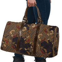 Indonesian Parang Batik Travel Bag Brown Gold Floral Pattern