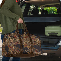 Indonesian Parang Batik Travel Bag Brown Gold Floral Pattern