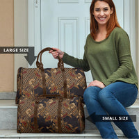 Indonesian Parang Batik Travel Bag Brown Gold Floral Pattern