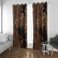 Indonesian Parang Batik Window Curtain Brown Gold Floral Pattern