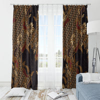 Indonesian Parang Batik Window Curtain Brown Gold Floral Pattern