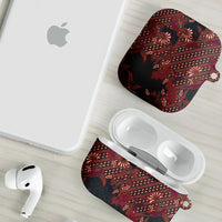 Indonesian Parang Batik AirPods Case Red Floral Pattern