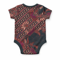 Indonesian Parang Batik Baby Onesie Red Floral Pattern