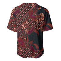 Indonesian Parang Batik Baseball Jersey Red Floral Pattern