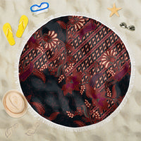 Indonesian Parang Batik Beach Blanket Red Floral Pattern