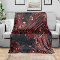 Indonesian Parang Batik Blanket Red Floral Pattern
