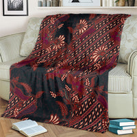Indonesian Parang Batik Blanket Red Floral Pattern
