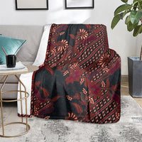 Indonesian Parang Batik Blanket Red Floral Pattern