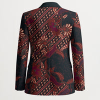 Indonesian Parang Batik Blazer Red Floral Pattern