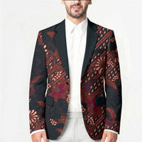 Indonesian Parang Batik Blazer Red Floral Pattern