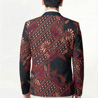 Indonesian Parang Batik Blazer Red Floral Pattern
