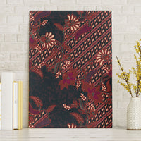 Indonesian Parang Batik Canvas Wall Art Red Floral Pattern