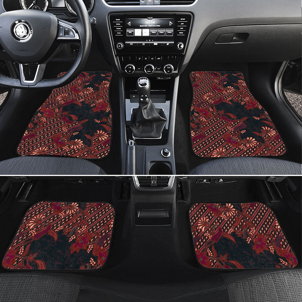 Indonesian Parang Batik Car Mats Red Floral Pattern