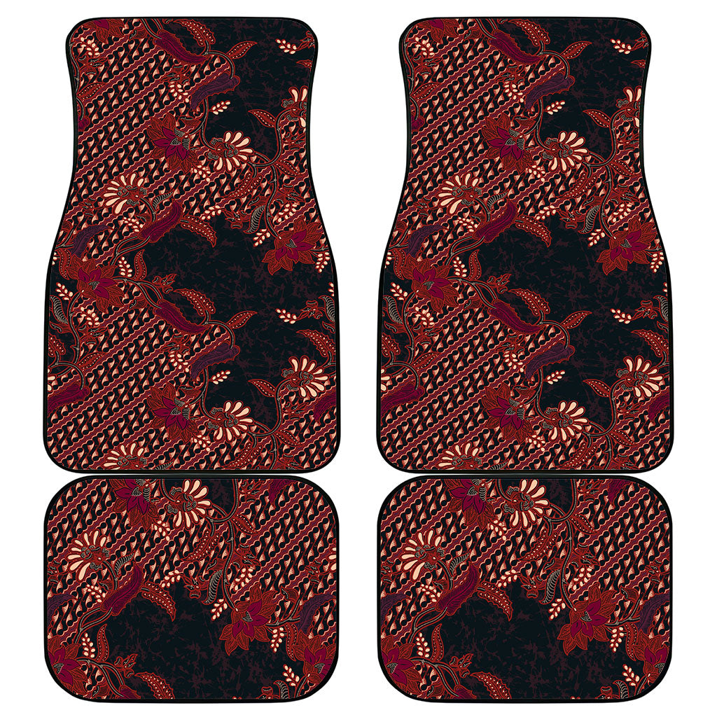 Indonesian Parang Batik Car Mats Red Floral Pattern
