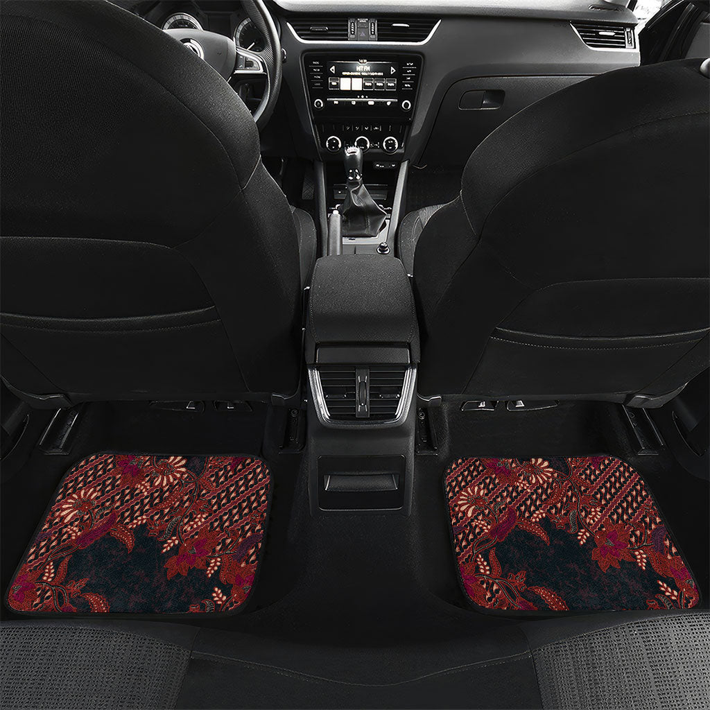Indonesian Parang Batik Car Mats Red Floral Pattern