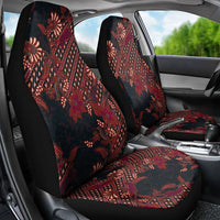Indonesian Parang Batik Car Seat Cover Red Floral Pattern