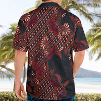 Indonesian Parang Batik Hawaiian Shirt Red Floral Pattern