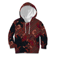 Indonesian Parang Batik Kid Hoodie Red Floral Pattern