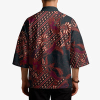 Indonesian Parang Batik Kimono Red Floral Pattern
